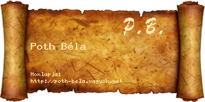 Poth Béla névjegykártya